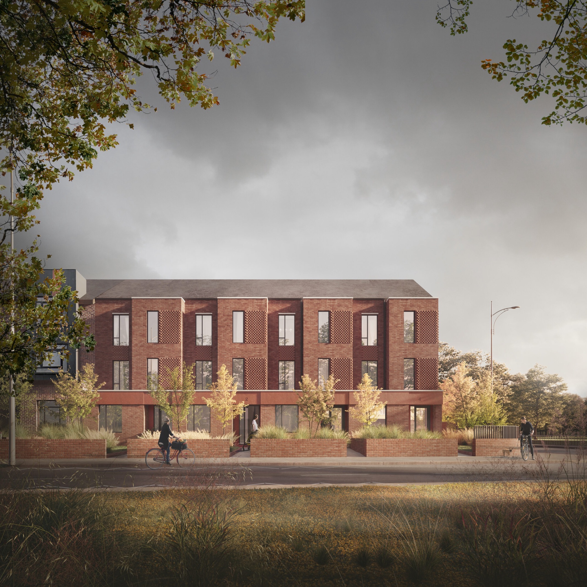Architect's visual of the Moss Lane East terrace